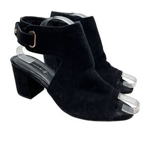 STEVEN by STEVE MADDEN Genuine Leather Black VENUZ Suede Chunky High Heels sz 10